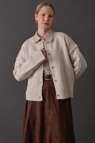 Basic Knit Cardigan Stone - 4