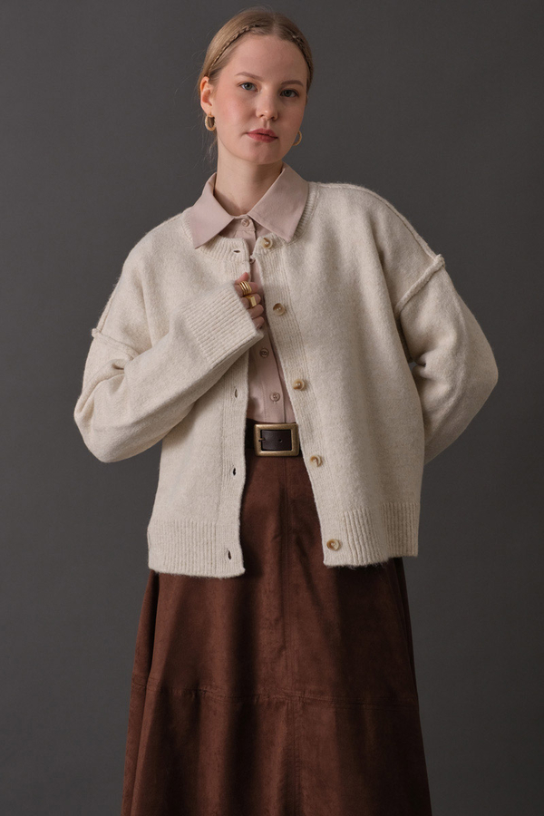 Basic Knit Cardigan Stone - 4