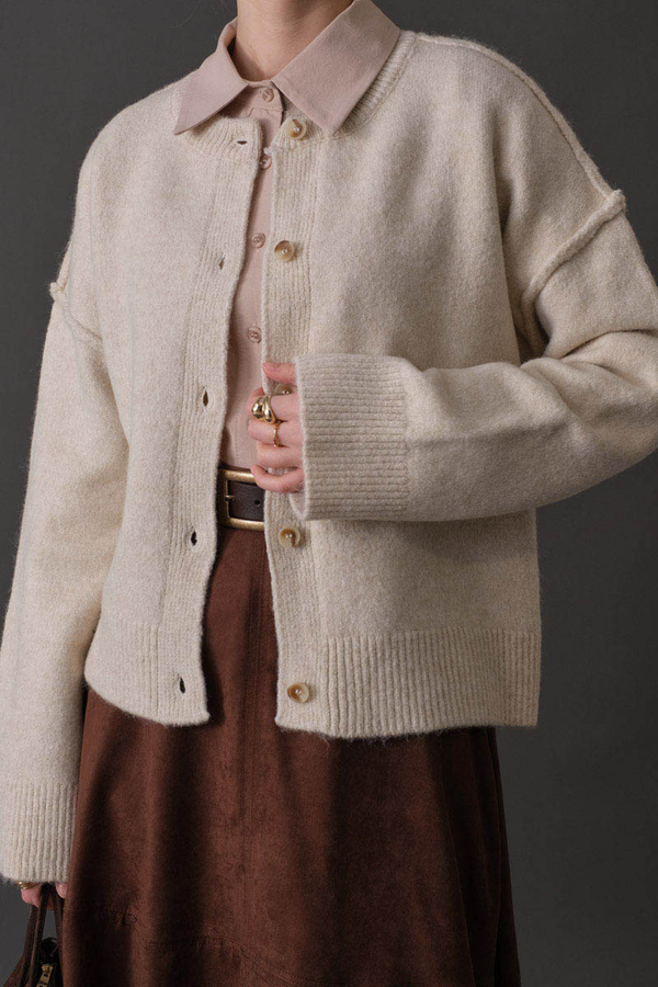 Basic Knit Cardigan Stone - 3