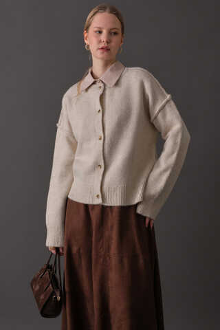Basic Knit Cardigan Stone - 6