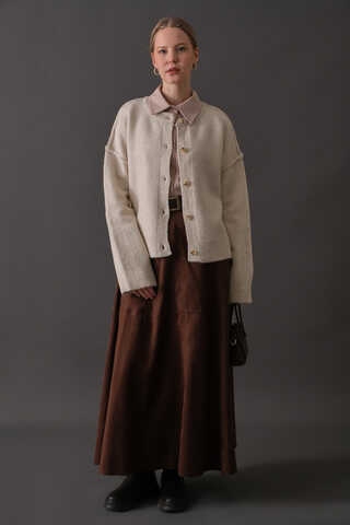 Basic Knit Cardigan Stone - 8