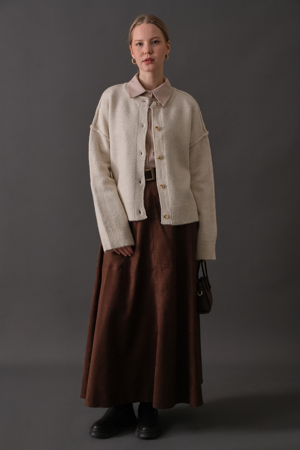 Basic Knit Cardigan Stone - 8