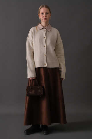 Basic Knit Cardigan Stone - 10