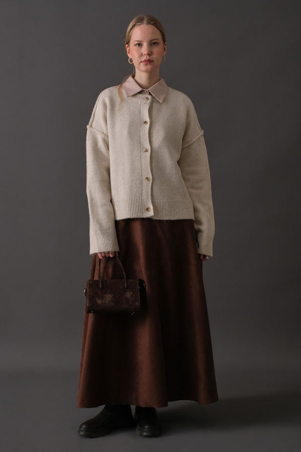 Basic Knit Cardigan Stone - 10