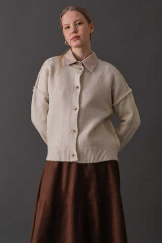 Basic Knit Cardigan Stone - 11
