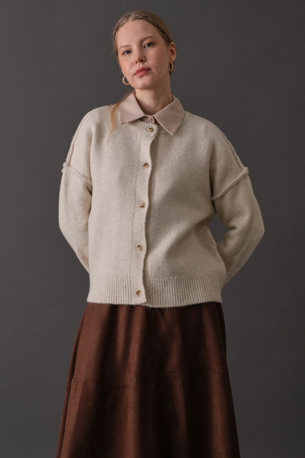 Basic Knit Cardigan Stone - 11