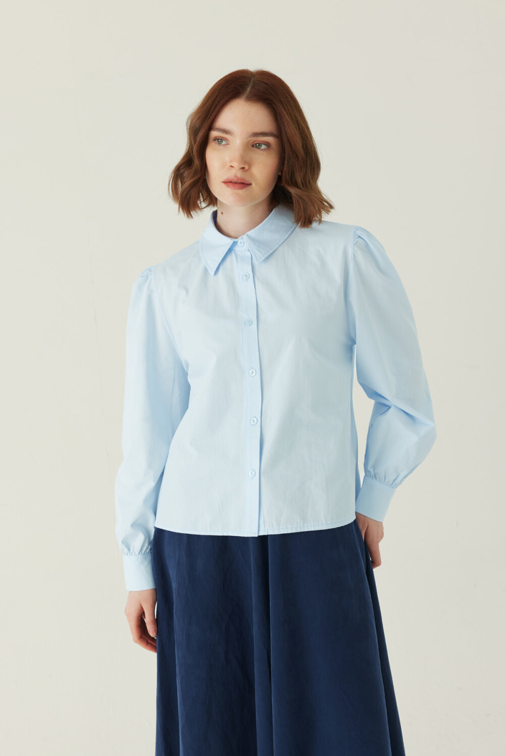 Basic Poplin Gömlek Bebe Mavisi - 3