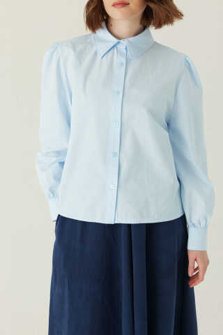 Basic Poplin Gömlek Bebe Mavisi - 4