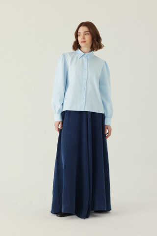 Basic Poplin Gömlek Bebe Mavisi - 1