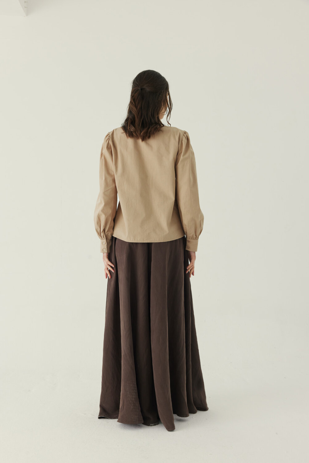 Basic Poplin Gömlek Bej (1)