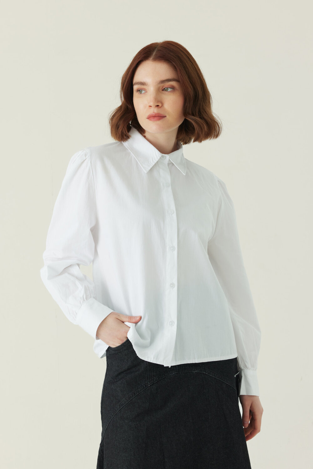 Basic Poplin Gömlek Beyaz - 2