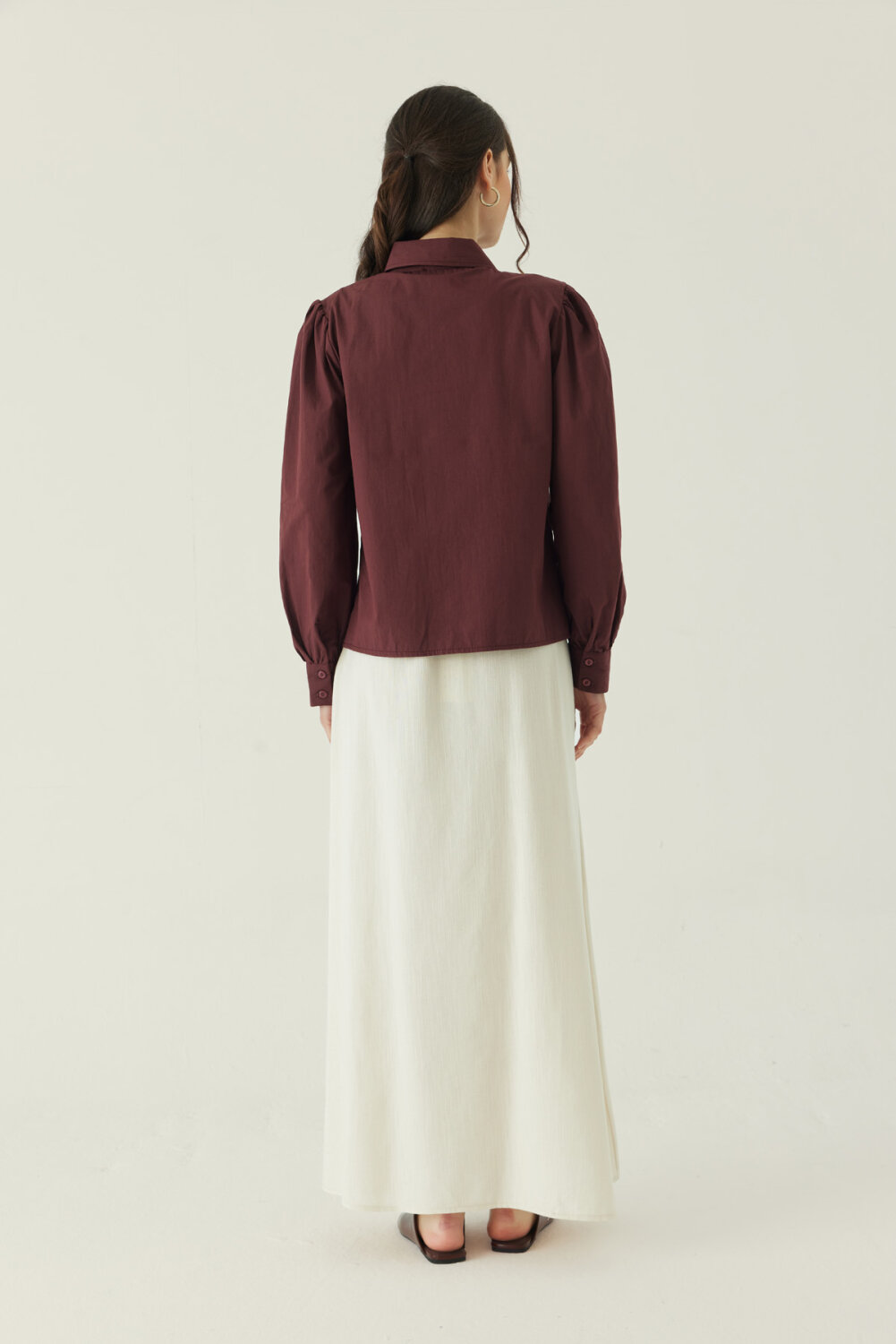 Basic Poplin Gömlek Bordo - 5