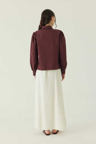 Basic Poplin Gömlek Bordo - 5