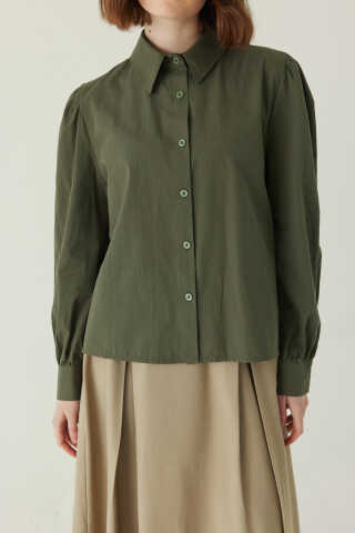 Basic Poplin Gömlek Haki - 3