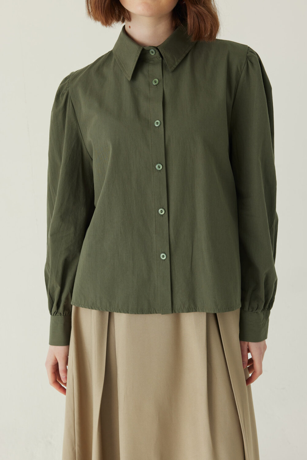 Basic Poplin Gömlek Haki - 3