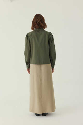 Basic Poplin Gömlek Haki - 4