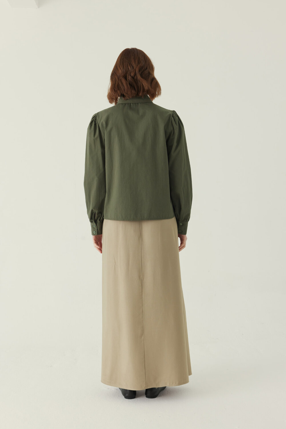 Basic Poplin Gömlek Haki - 4