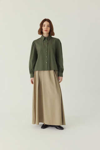 Basic Poplin Gömlek Haki - 1