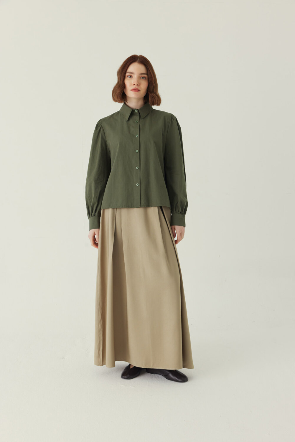 Basic Poplin Gömlek Haki