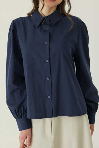 Basic Poplin Gömlek Lacivert - 2