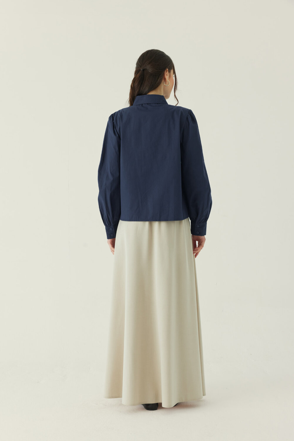 Basic Poplin Gömlek Lacivert - 4