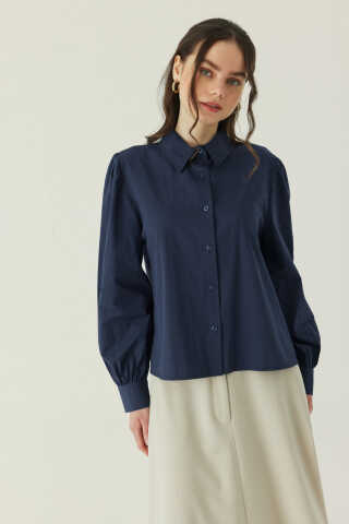 Basic Poplin Gömlek Lacivert - 3