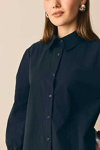 Basic Poplin Gömlek Siyah - 6