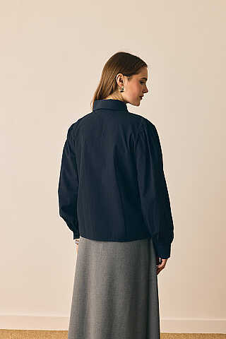 Basic Poplin Gömlek Siyah - 7