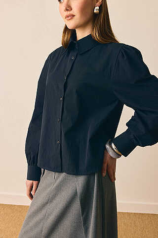 Basic Poplin Gömlek Siyah - 1