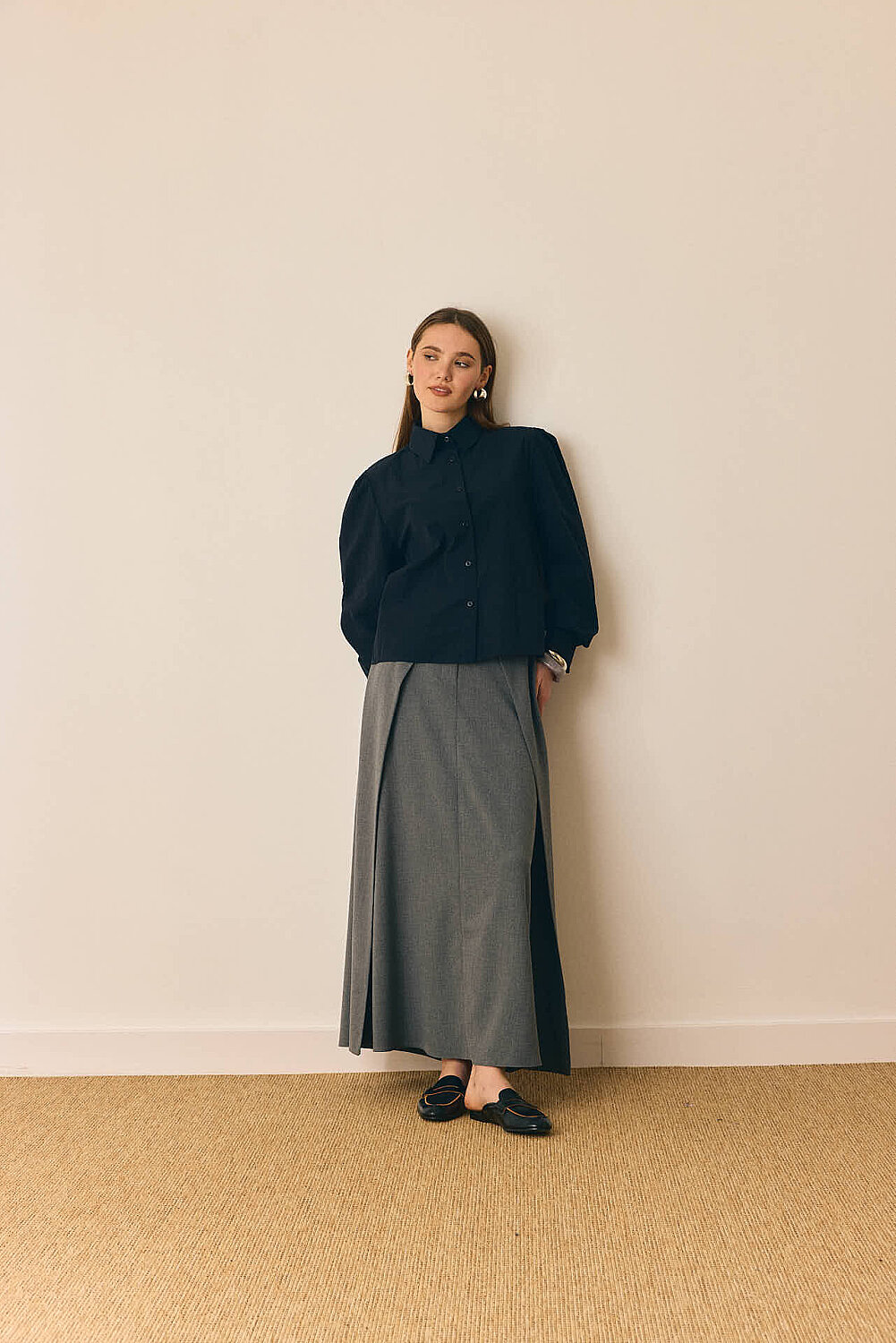 Basic Poplin Gömlek Siyah - 8