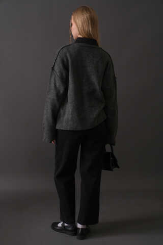 Basic Triko Hırka Antrasit - 12