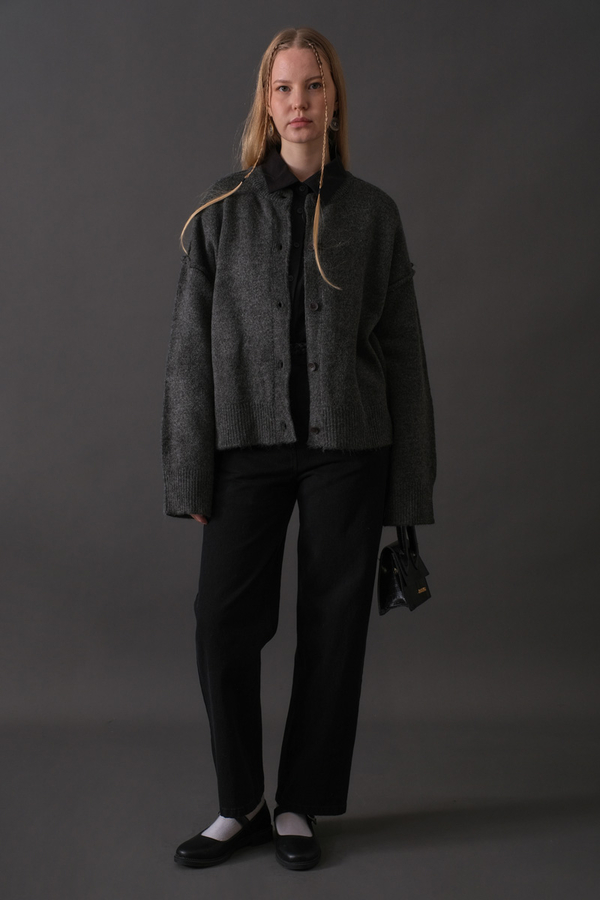 Basic Triko Hırka Antrasit - 5