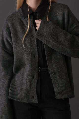 Basic Triko Hırka Antrasit - 2