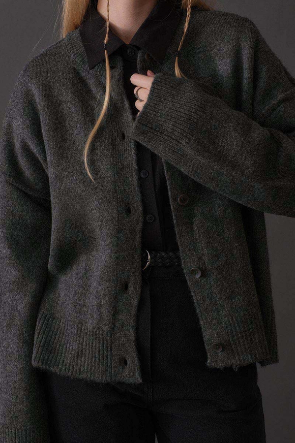 Basic Triko Hırka Antrasit - 2