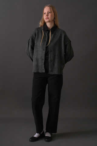 Basic Triko Hırka Antrasit - 8