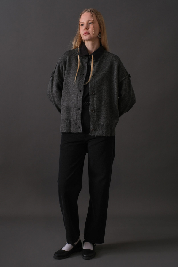 Basic Triko Hırka Antrasit - 8