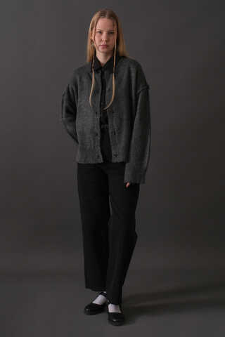 Basic Triko Hırka Antrasit - 9