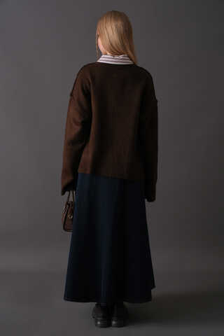 Basic Triko Hırka Kahverengi - 11