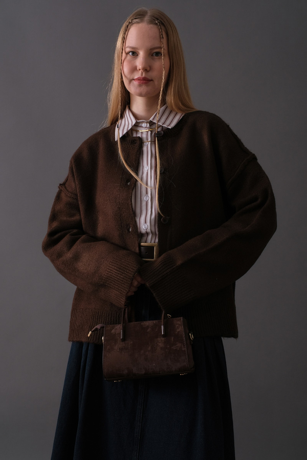 Basic Triko Hırka Kahverengi - 10