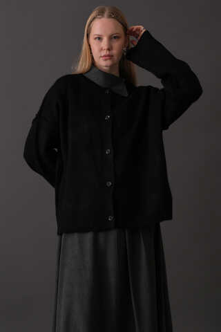 Basic Triko Hırka Siyah - 4