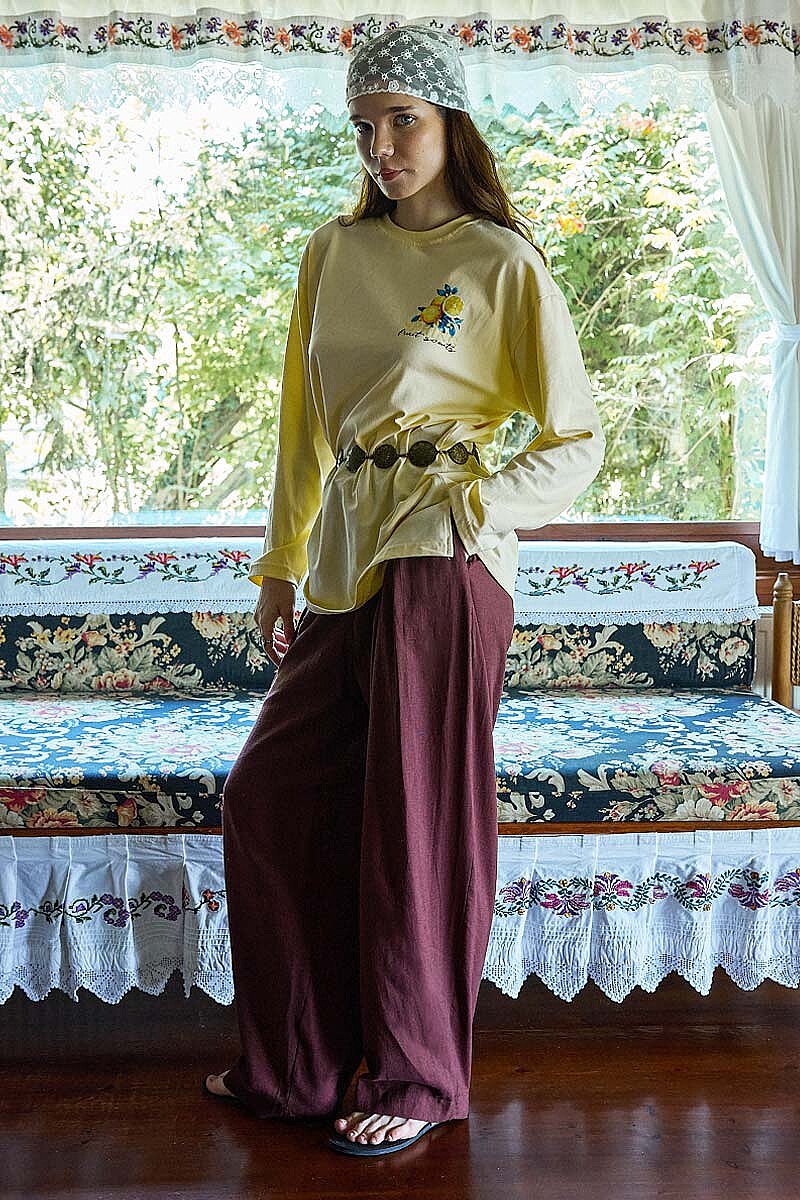 Limon Baskılı Uzun Kol Tişört Sarı - 2