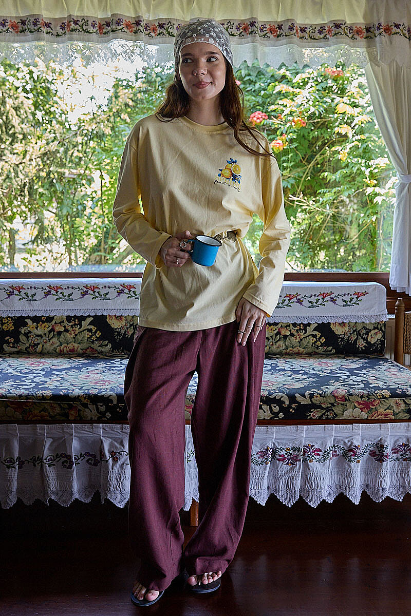 Limon Baskılı Uzun Kol Tişört Sarı - 6
