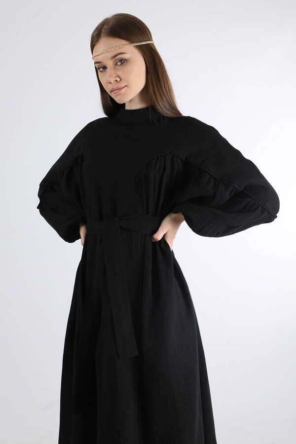 Bat Sleeve Loose Dress Black - 2