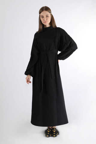 Bat Sleeve Loose Dress Black - 3