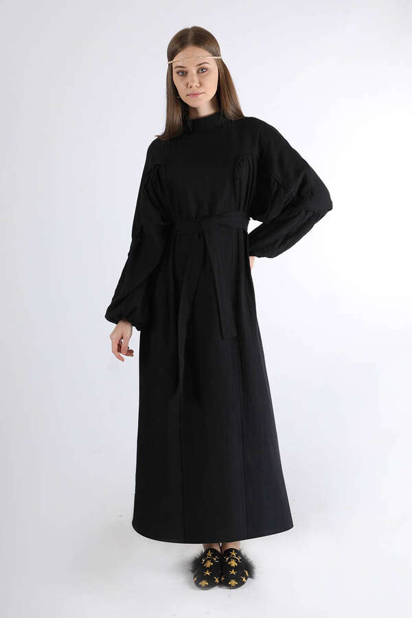 Bat Sleeve Loose Dress Black - 3