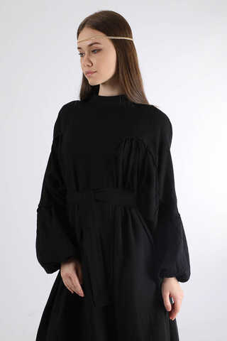 Bat Sleeve Loose Dress Black - 4