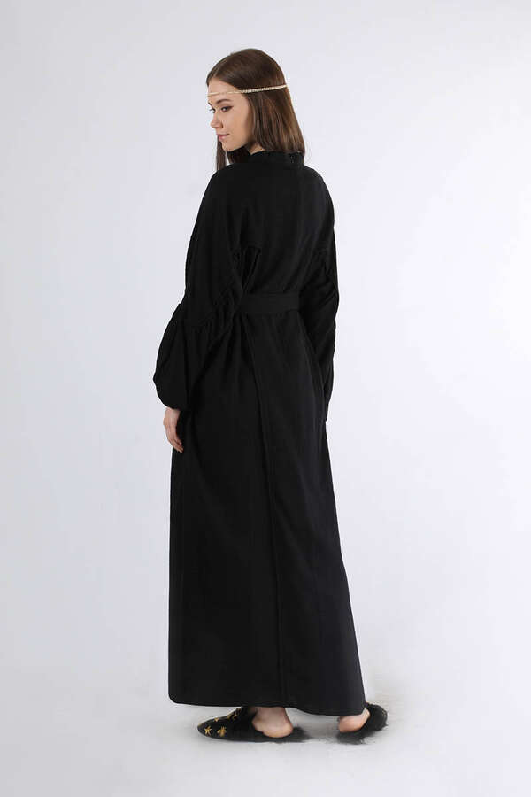 Bat Sleeve Loose Dress Black - 5