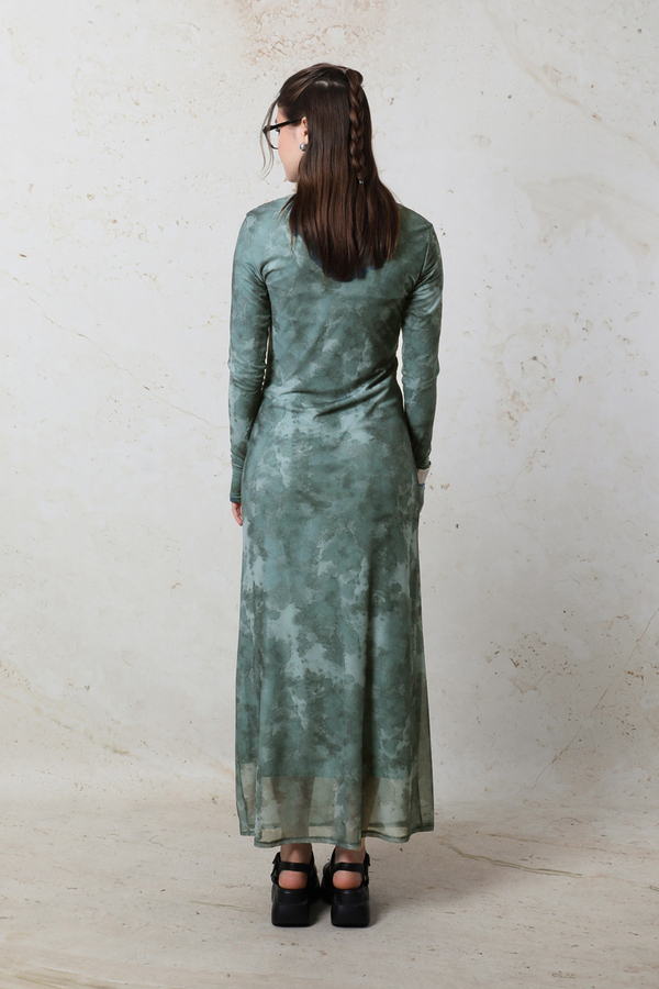 Batik Desen Tül Elbise Mint - 7