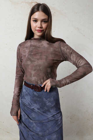 Batik Desenli Body Bordo - 5