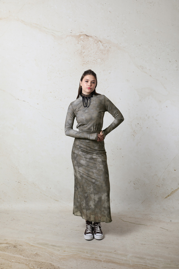 Batik Desenli Body Haki - 2